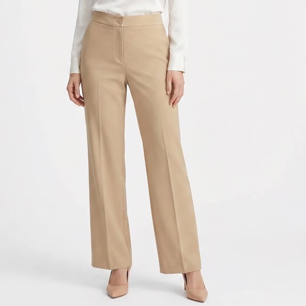 cooper & ella Beige Wide-Leg Trousers